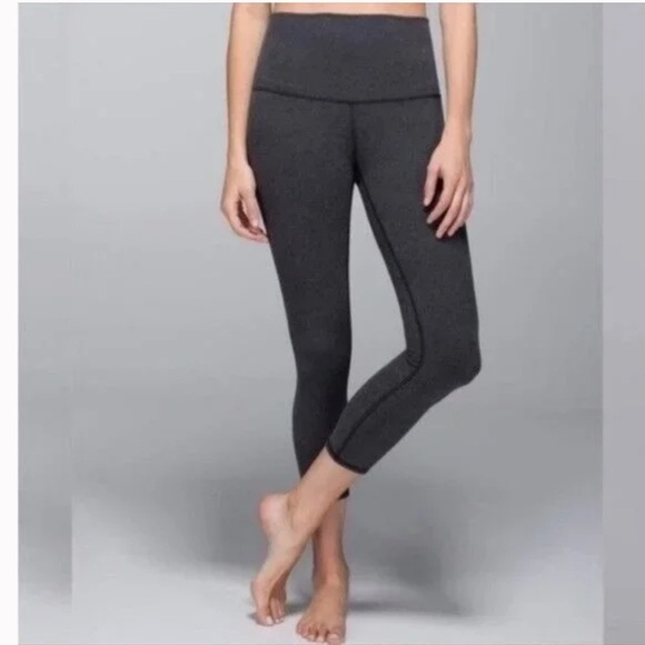 LULULEMON Roll Down Wunder Under High Waist Soft Stretchy Leggings Grey - Picture 1 of 6